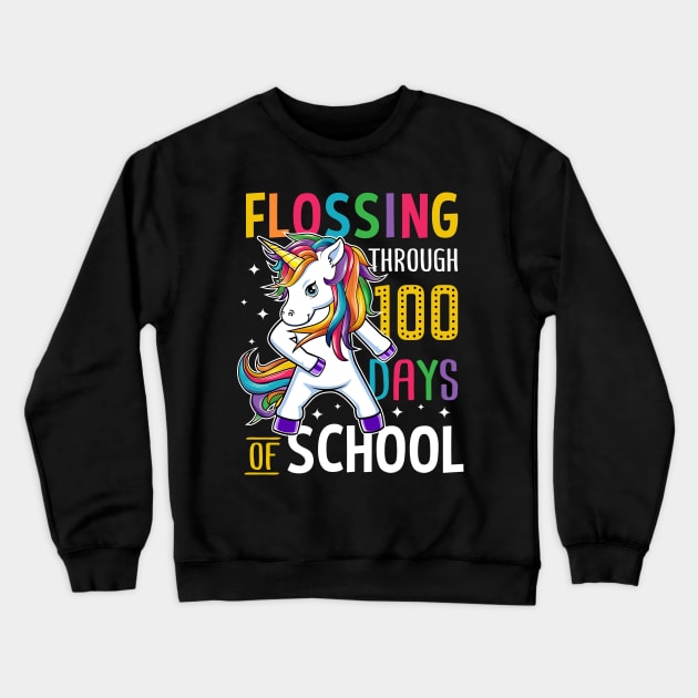 Unicorn Happy 100 Days Of School Students Teacher Crewneck Sweatshirt by HCMGift